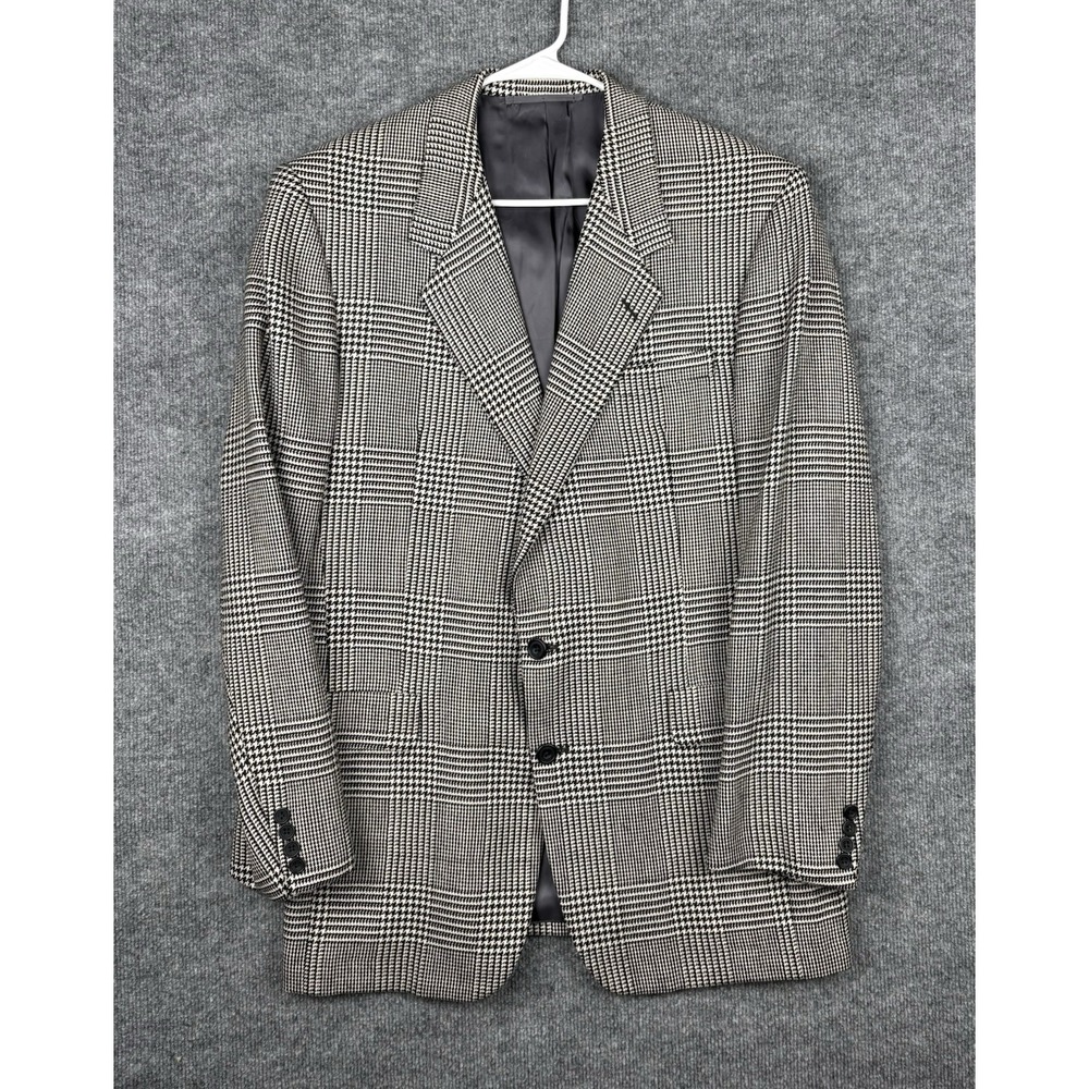 Gieves & Hawkes Bespoke 42L Lambswool Prince Wales Plaid Blazer Savile Row